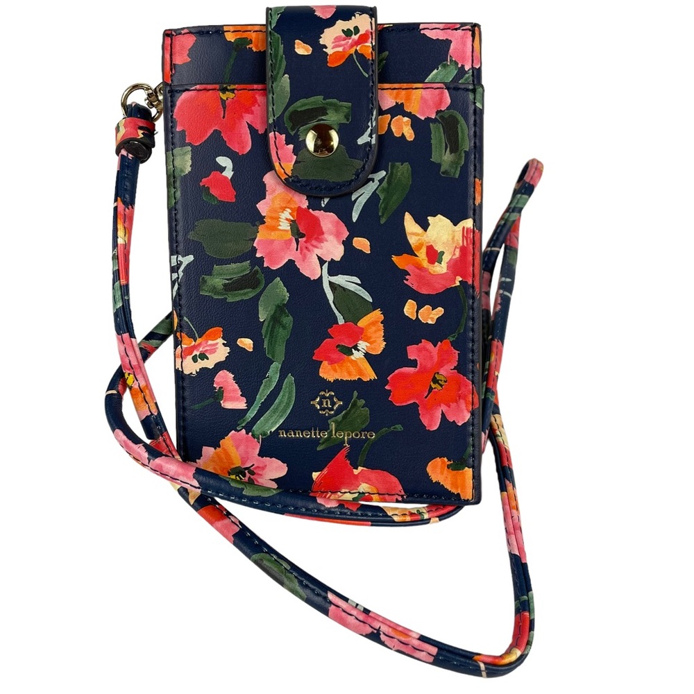 NWOT Nanette Lepore Floral Vegan Leather Crossbody Travel Passport Purse Pouch